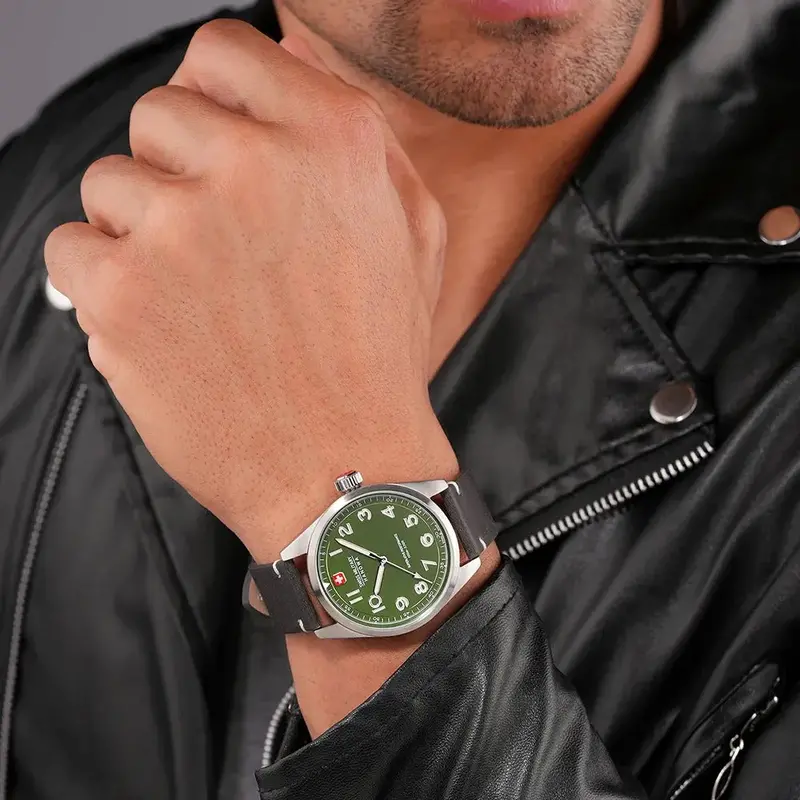 Swiss Military Hanowa Land Falcon Green Dial Gents Watch Smwga2100404 2
