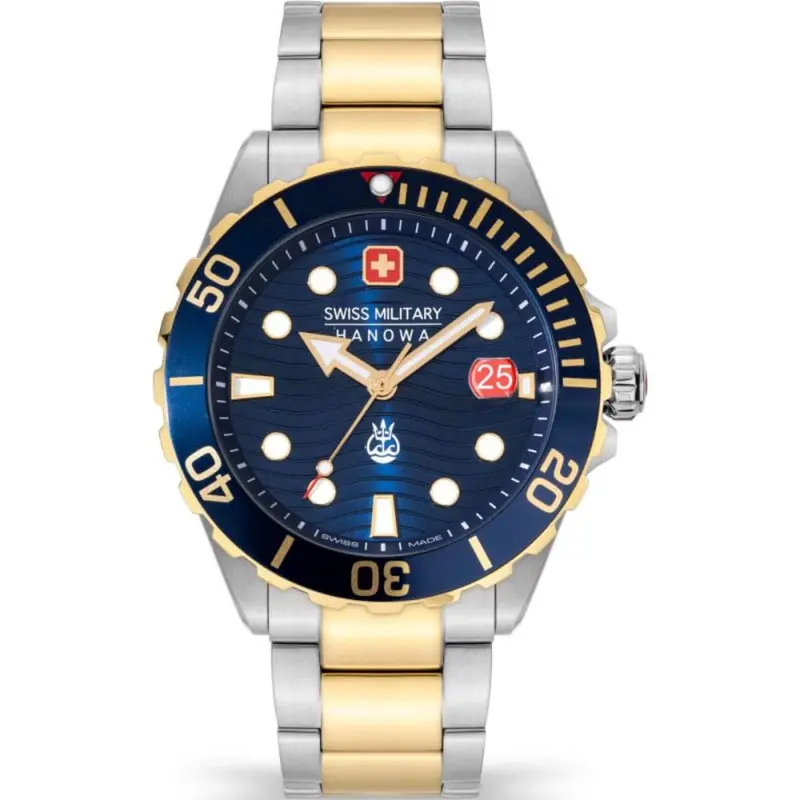 Swiss Military Hanowa Offshore Diver Ii Blue Dial Two-Tone Stainless Steel Strap Men Watch Smwgh2200360 1