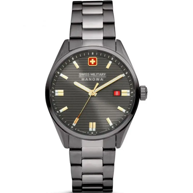 Swiss Military Hanowa Roadrunner Black Stainless Steel Strap Men Watch Smwgh2200141 1