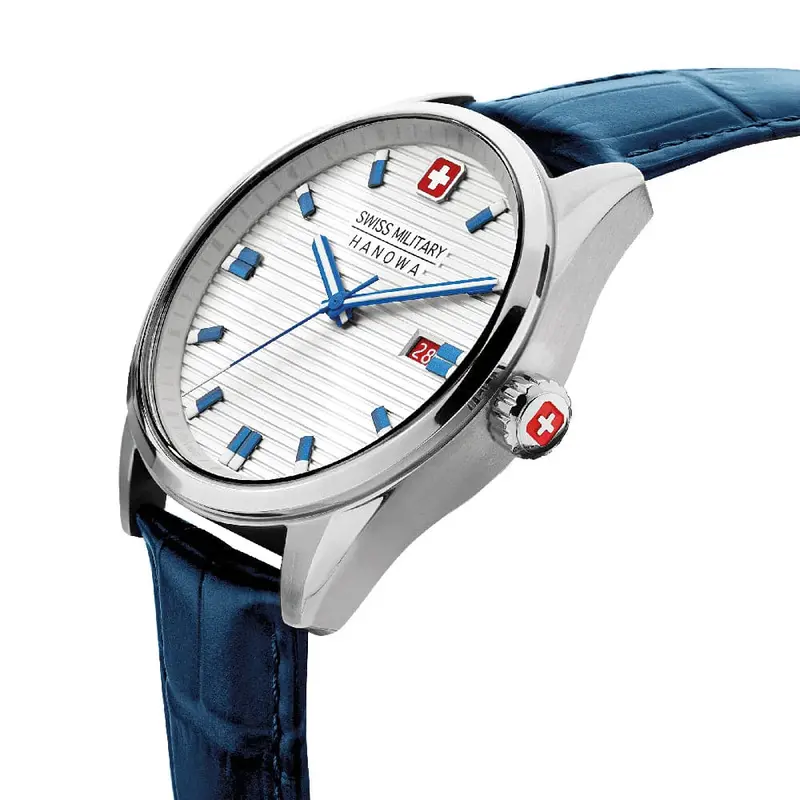 Swiss Military Hanowa Roadrunner White Dial Blue Leather Strap Men Watch Smwgb2200103 2