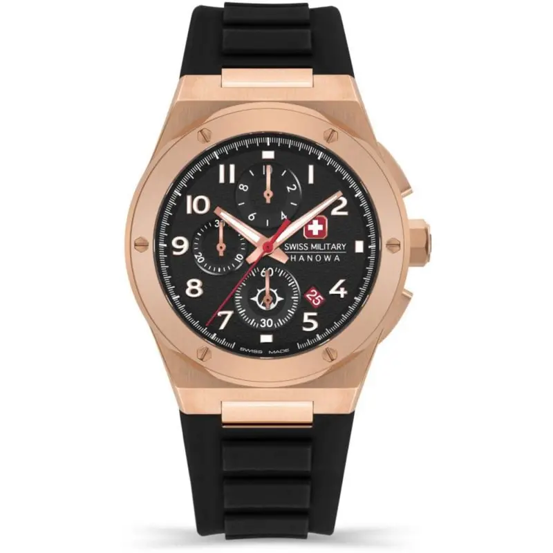 Swiss Military Hanowa Sonoran Chrono Black Dial & Rubber Strap Men Watch Smwgo2102010 1