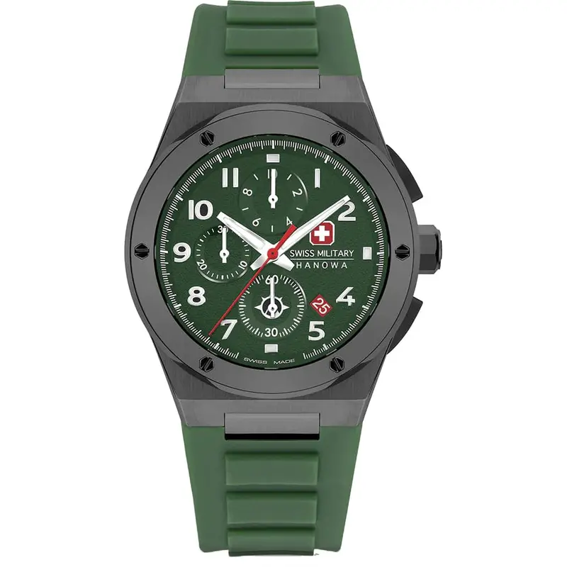 Swiss Military Hanowa Sonoran Chrono Chronograph Green Rubber Strap Men Watch Smwgo2102040 1