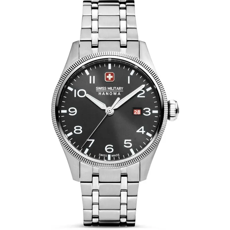 Swiss Military Hanowa Thunderbolt Black Dial Silver Stainless Steel Strap Men Watch Smwgh0000801 1
