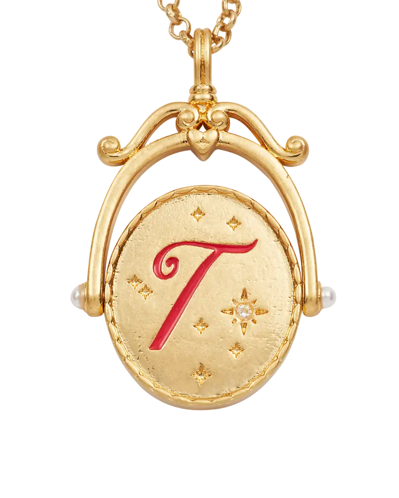 T Initial Tulip Gold Spinner Necklace 1