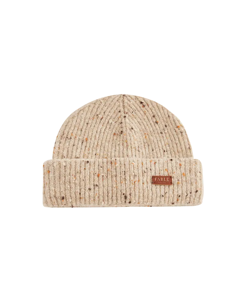 Taupe Knitted Beanie Hat 1