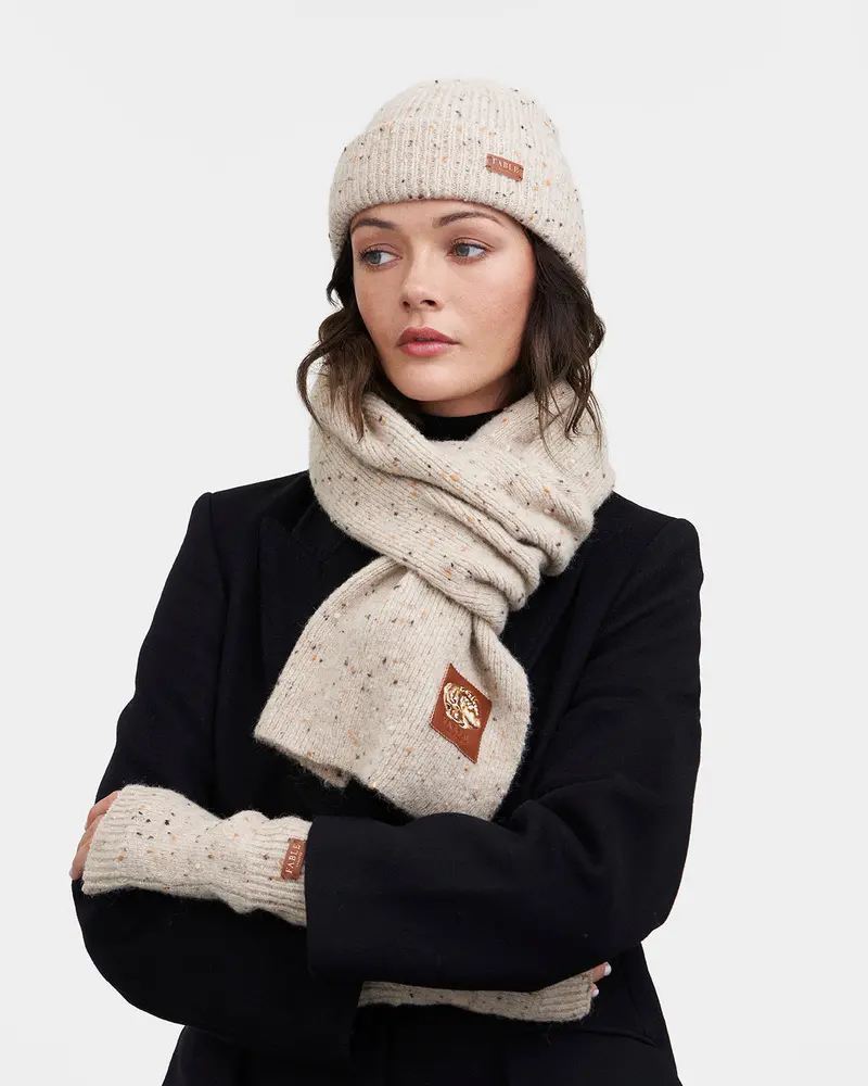 Taupe Knitted Fingerless Gloves 2
