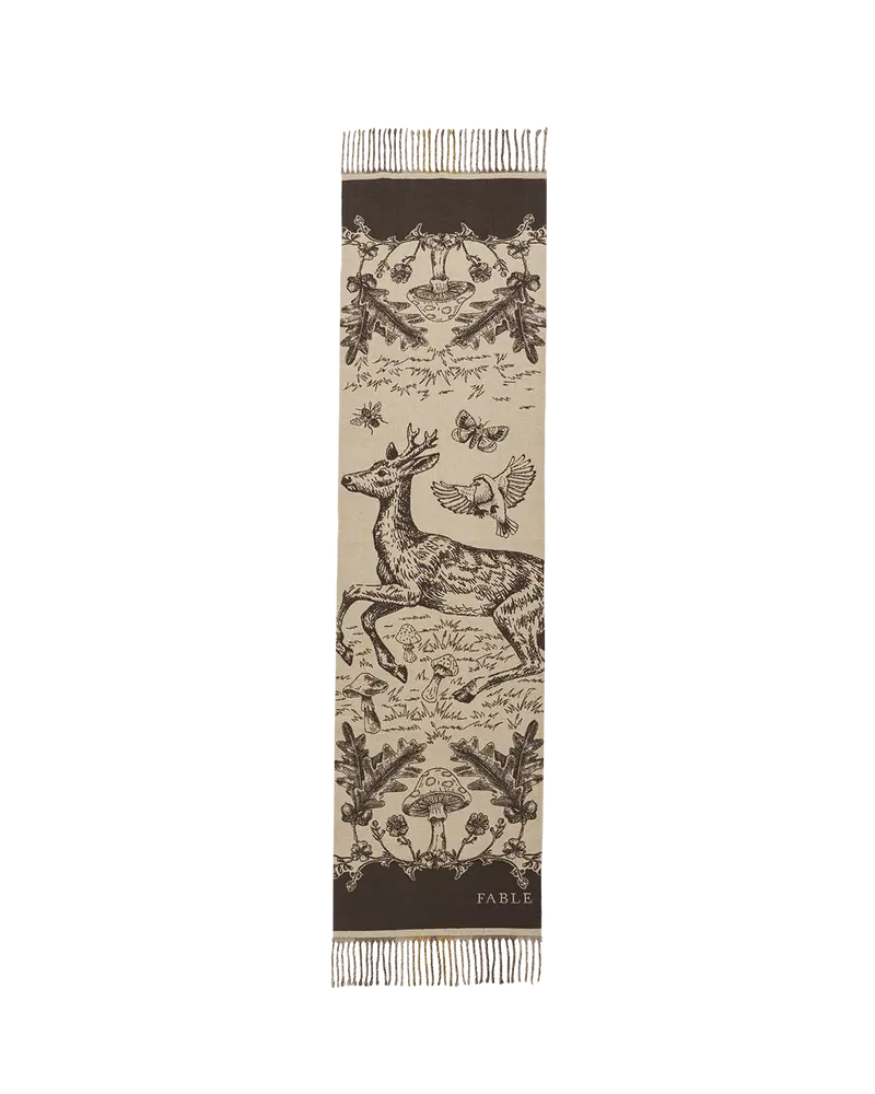 Taupe Woodland Tales Jacquard Scarf 1