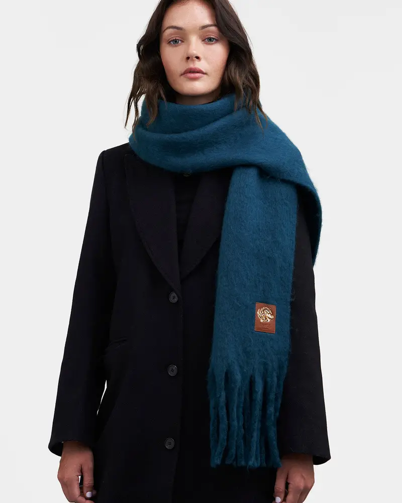 Teal Cosy Boucle Scarf 2