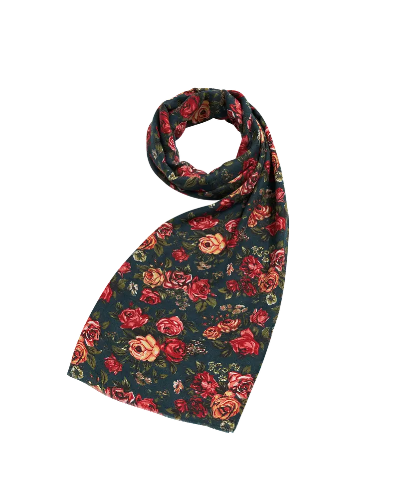 Teal Roses Pashmina Scarf 1