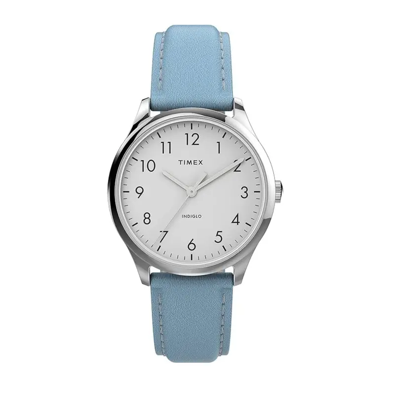 Timex Easy Reader Blue Leather Strap Watch Tw2v25300 1