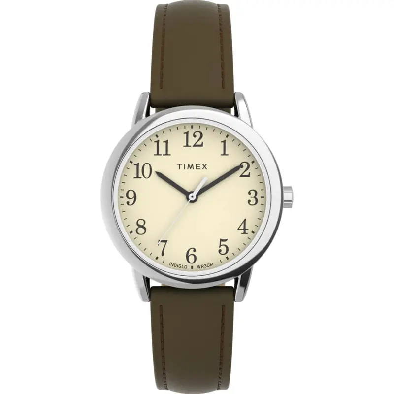 Timex Easy Reader Brown Leather Strap Unisex Watch Tw2v69000 1