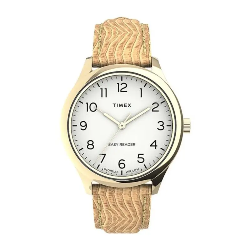 Timex Easy Reader Tw2u81100 Golden Leather Women's Watch 1