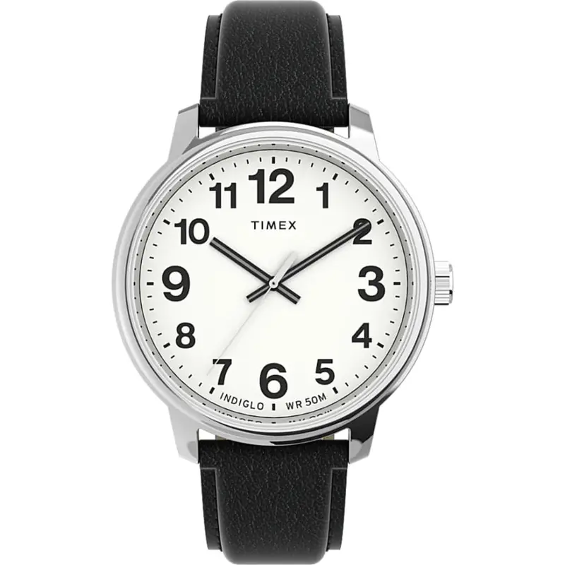 Timex Easy Reader Tw2v21200 Black Leather Unisex Watch 1