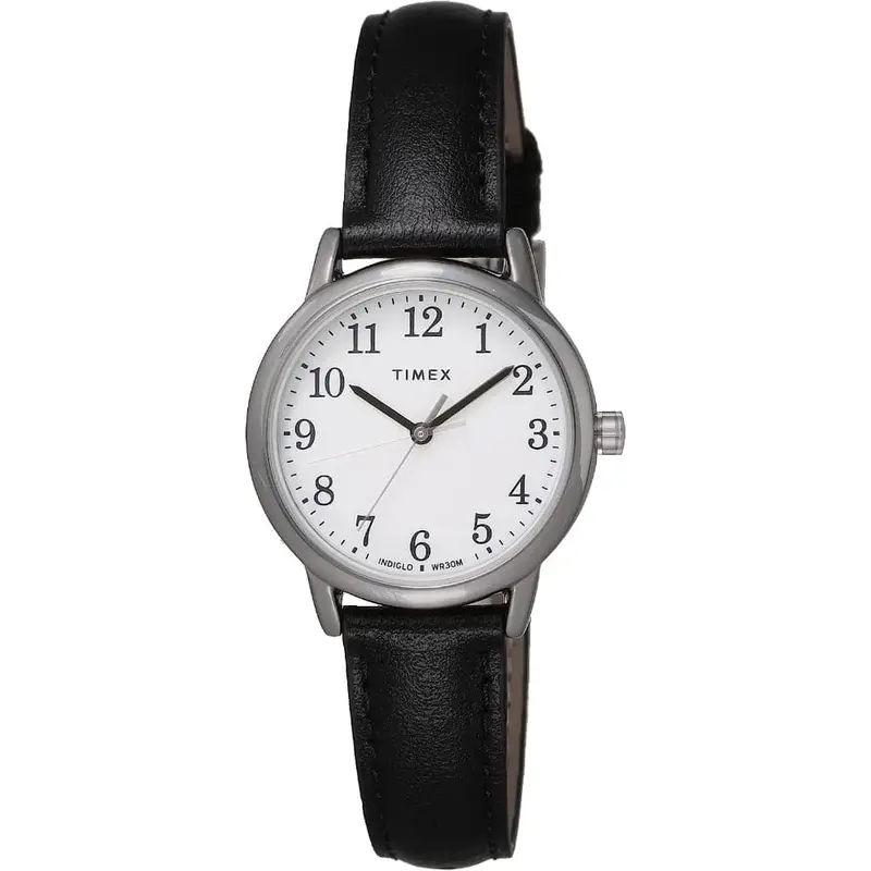 Timex Easy Reader White Dial Black Leather Strap Unisex Watch Tw2v69100 1