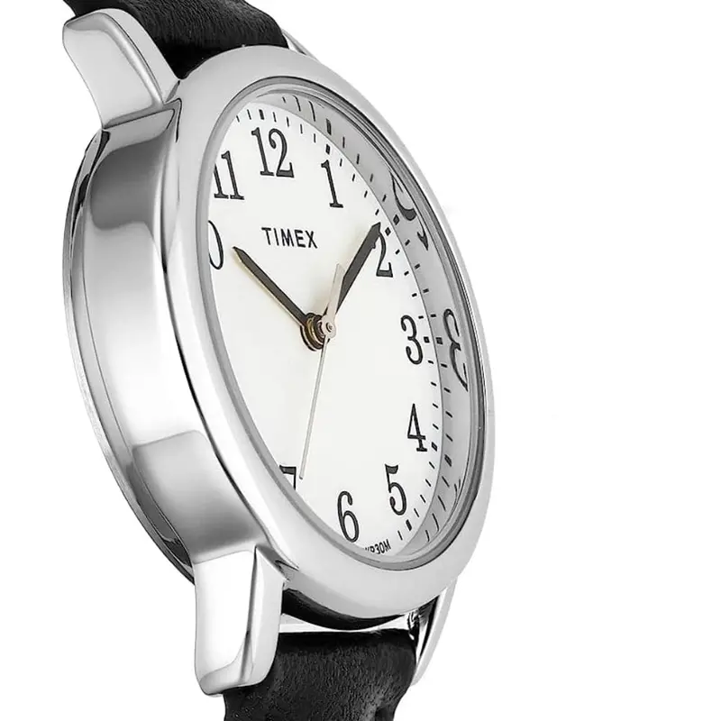 Timex Easy Reader White Dial Black Leather Strap Unisex Watch Tw2v69100 2