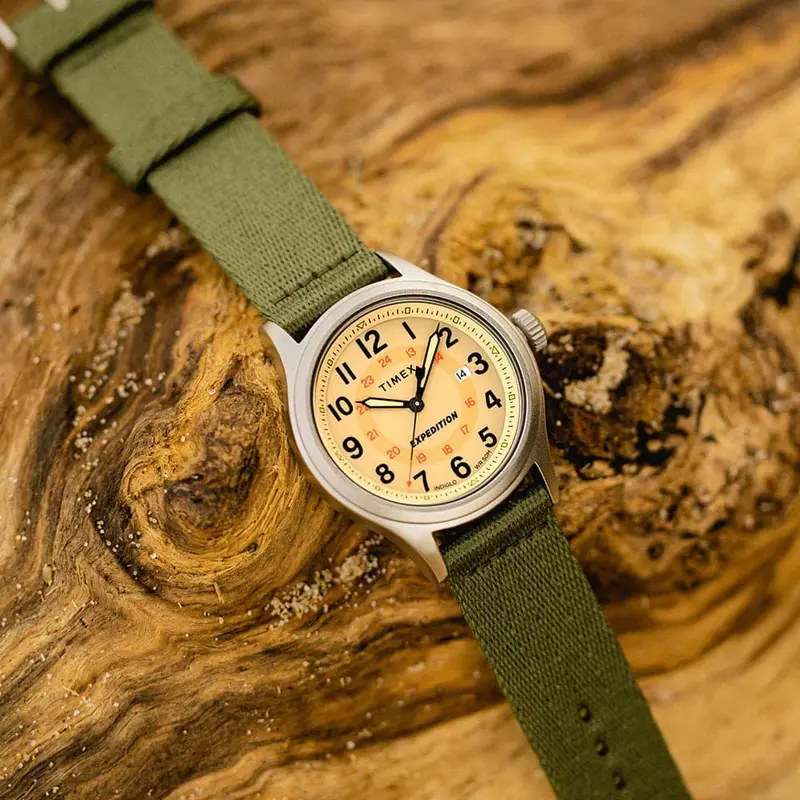 Timex Expedition Beige Dial & Green Fabric Strap Men Watch Tw2v65800 2