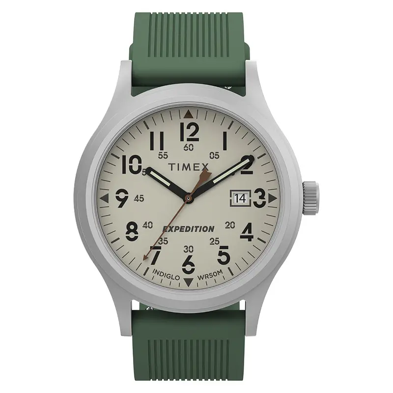Timex Expedition Date 40Mm Green Rubber Strap Watch Tw4b30100 1
