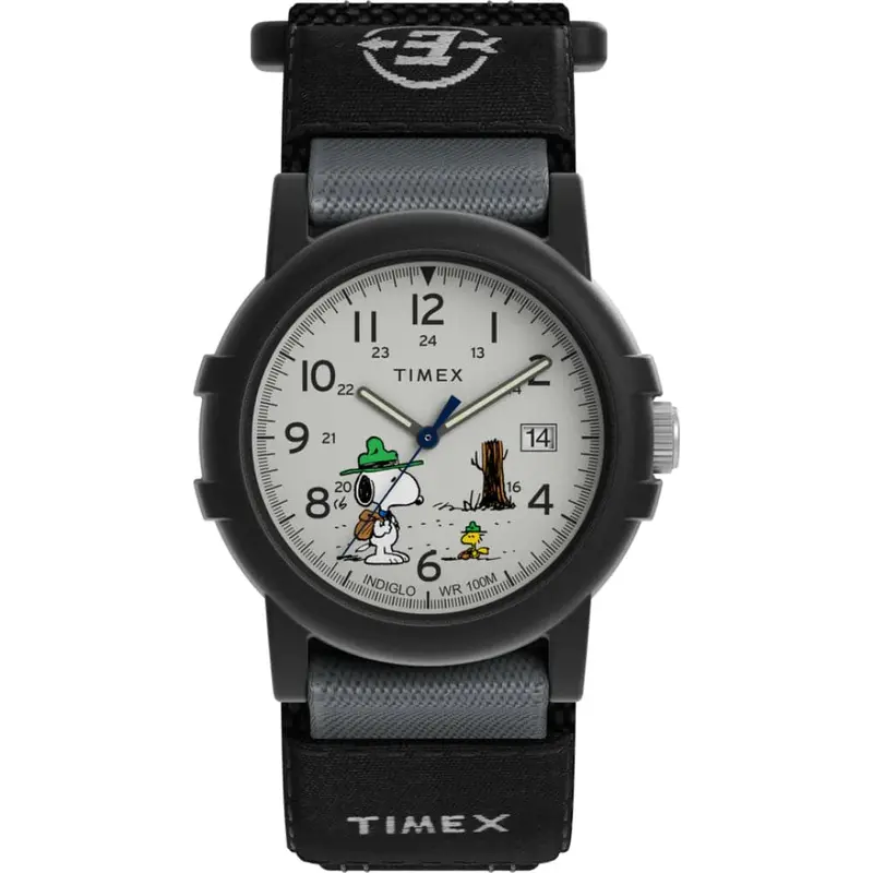 Timex Expedition Peanuts Beagle Scout Black Fabric Strap Men Watch Tw4b29100 1