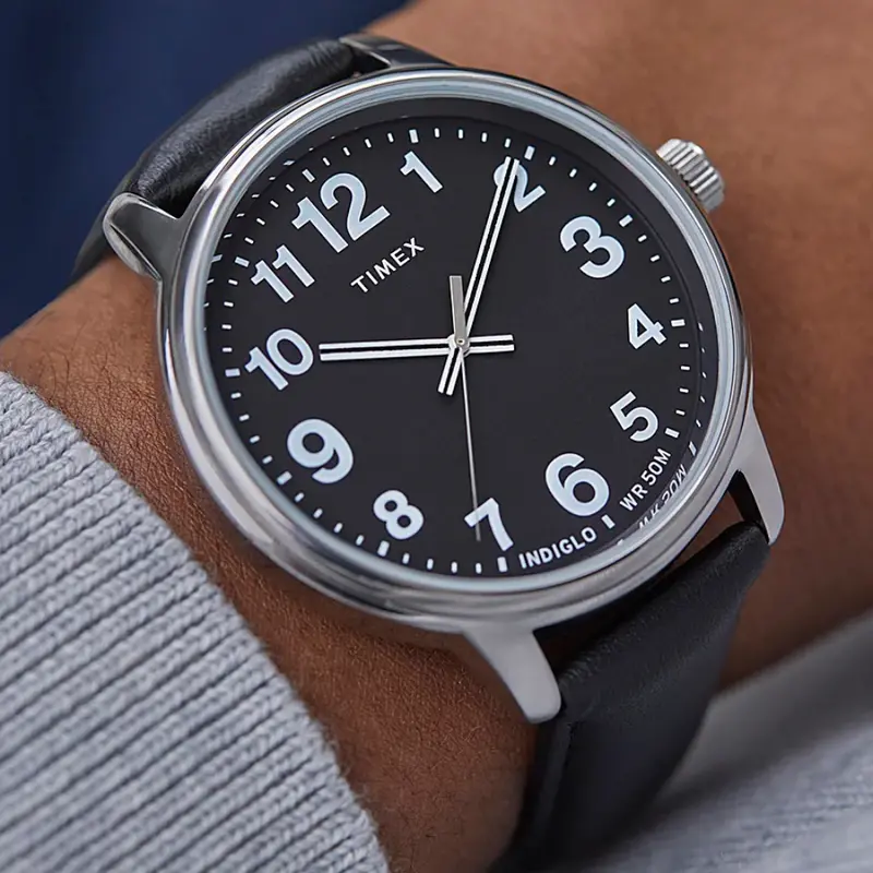 Timex Indiglo Black Dial Easy Reader Leather Band Men Watch Tw2v21400 2