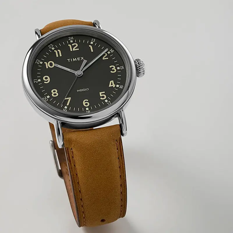 Timex Indiglo Brown Leather Strap Unisex Watch Tw2v27700 2