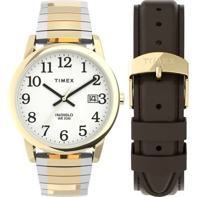 Timex Indiglo Easy Reader Expansion Band Gold/Silver Men Watch Twg025500 1