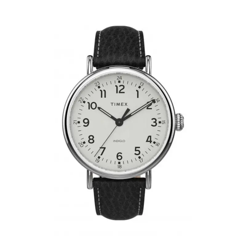 Timex Indiglo Tw2t90900 Black Leather Men's Watch 1