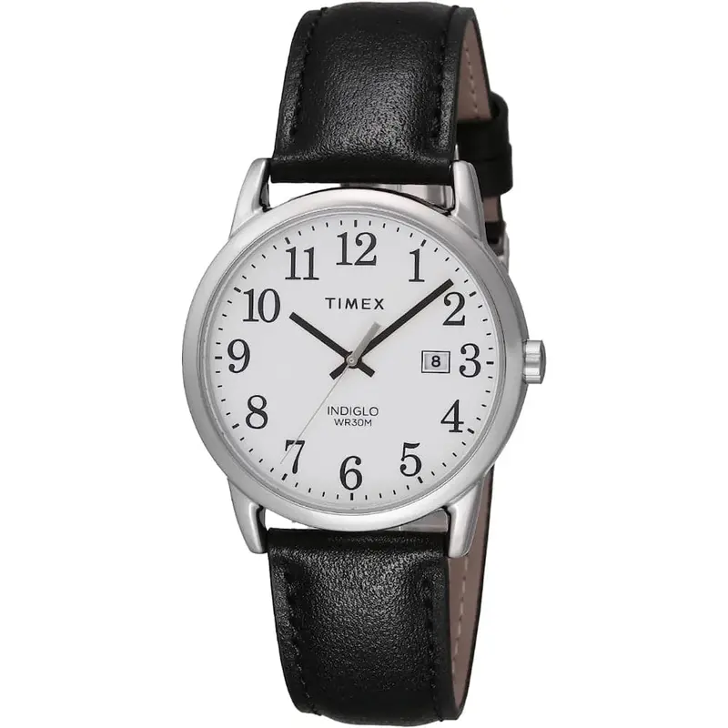 Timex Indiglo White Dial Black Leather Strap Unisex Watch Tw2v68800 1