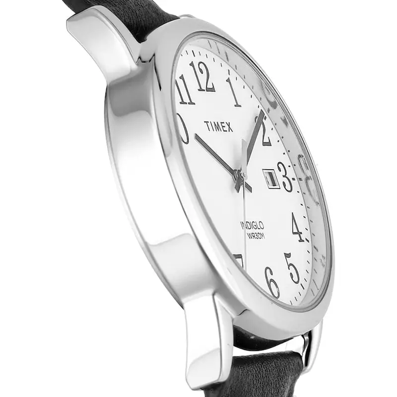 Timex Indiglo White Dial Black Leather Strap Unisex Watch Tw2v68800 2