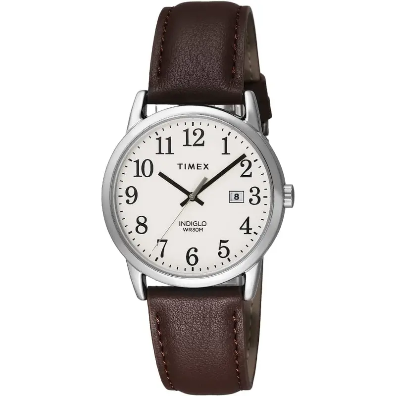 Timex Indiglo White Dial Brown Leather Strap Unisex Watch Tw2v68700 1