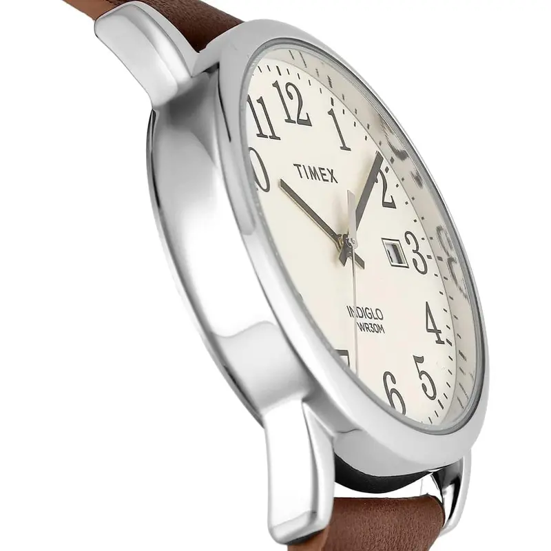 Timex Indiglo White Dial Brown Leather Strap Unisex Watch Tw2v68700 2