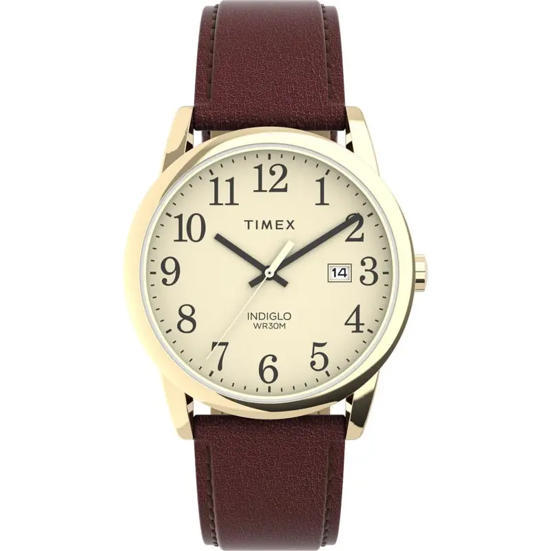 Timex Indiglo White Dial Brown Leather Strap Unisex Watch Tw2v68900 1