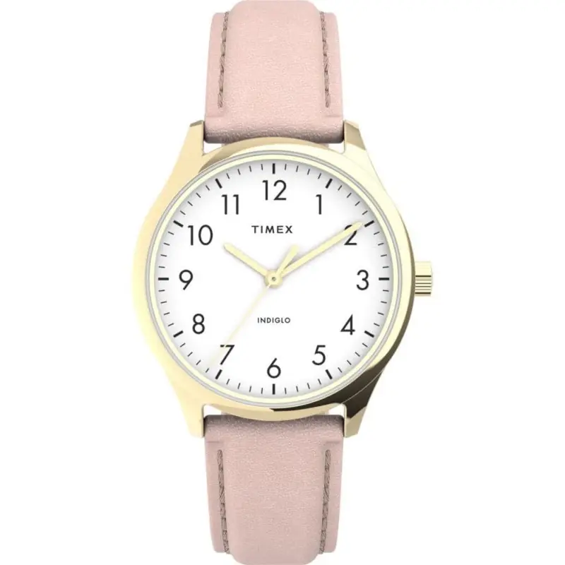 Timex Indiglo White Dial Pink Leather Strap Women Watch Tw2v25200 1