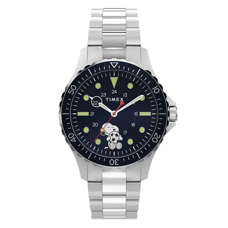 Timex Navi X Peanuts Stainless Steel Strap Men's Watch Tw2y53900 1