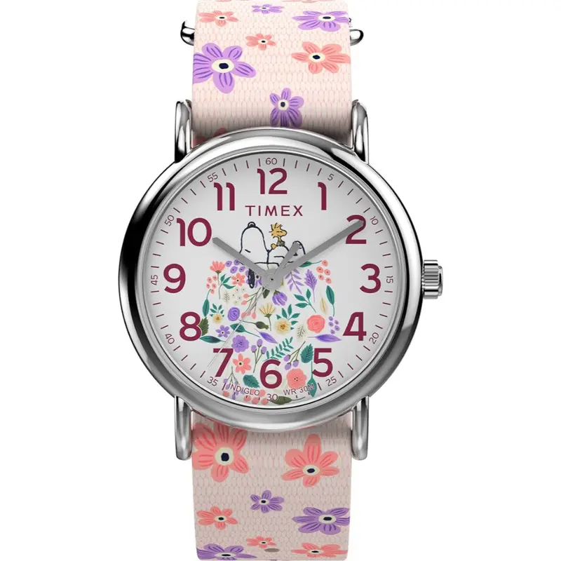 Timex Peanut Floral Fabric Strap Women's Watch Tw2w33200 1