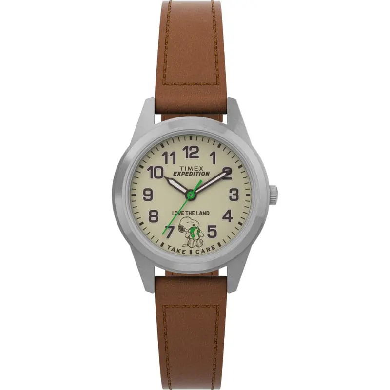 Timex Peanuts Expedition Brown Leather Women Watch Tw4b25100 1