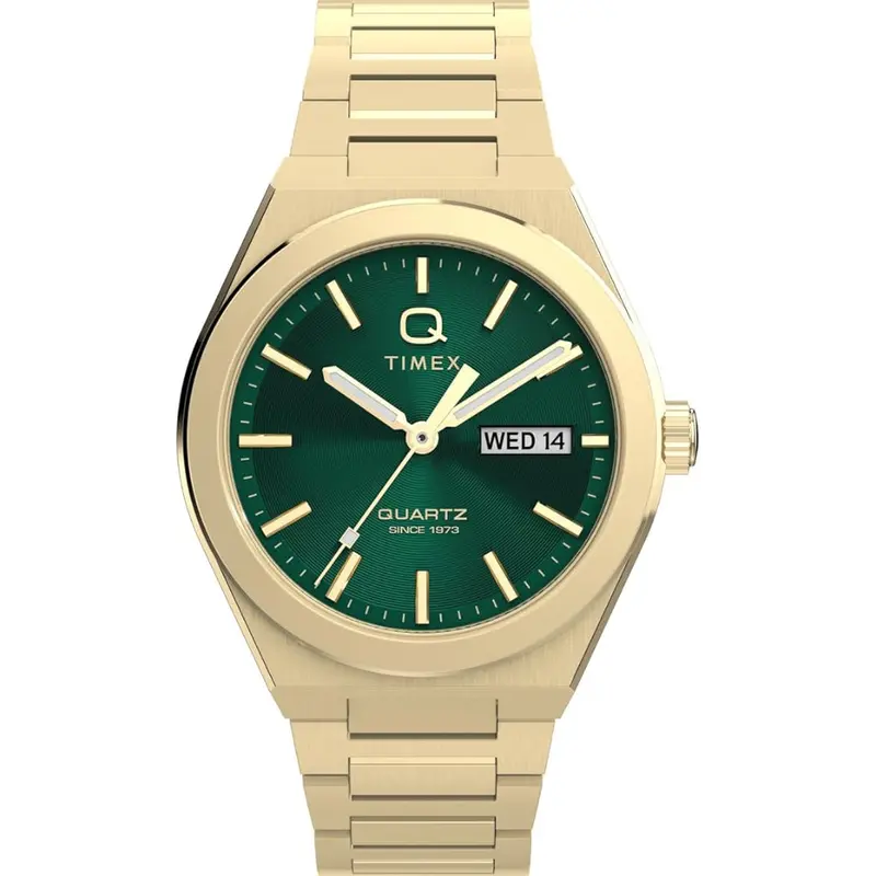 Timex Q 1973 Gold Stainless Steel  Strap Men's Watch Tw2y35100 1