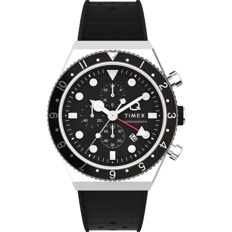 Timex Q Chronograph Black Synthetic Strap Men's Watch Tw2v70000 1