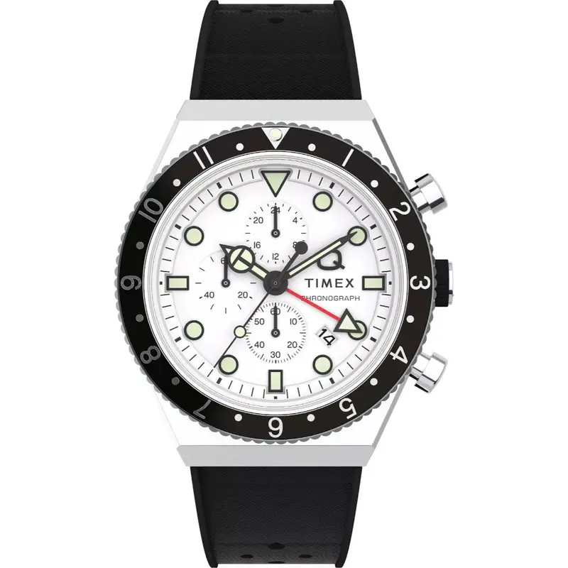 Timex Q Chronograph Black Synthetic Strap Men's Watch Tw2v70100 1