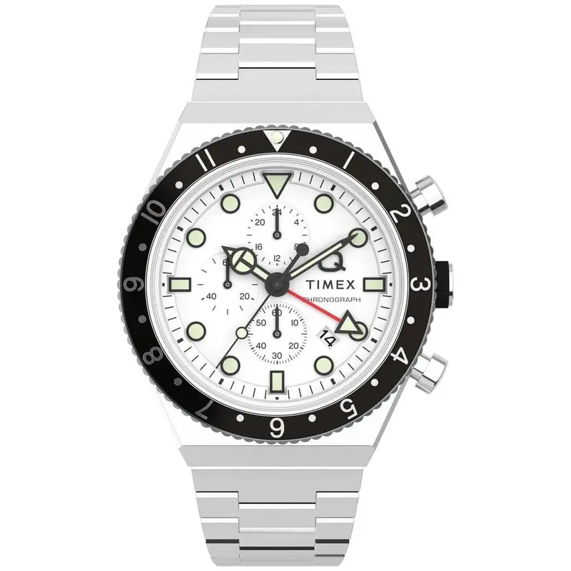Timex Q Gmt Chronograph 40Mm Stainless Steel Bracelet Men's Watch Tw2v69900 1