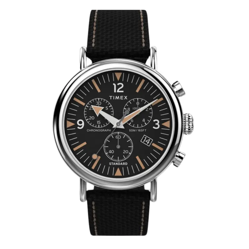 Timex Standard Chronograph Black Fabric Strap Watch Tw2v43700 1