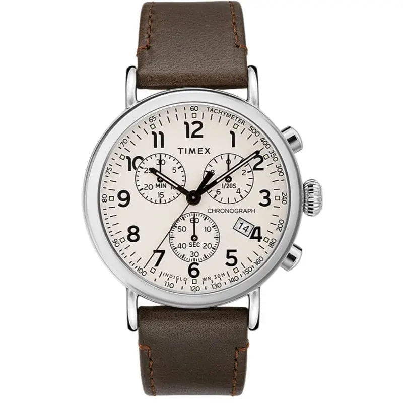 Timex Standard Chronograph Leather Strap Tw2t21000 Men's Watch 1