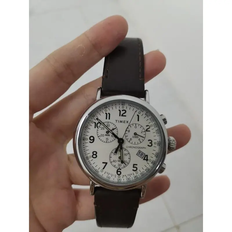 Timex Standard Chronograph Leather Strap Tw2t21000 Men's Watch 2