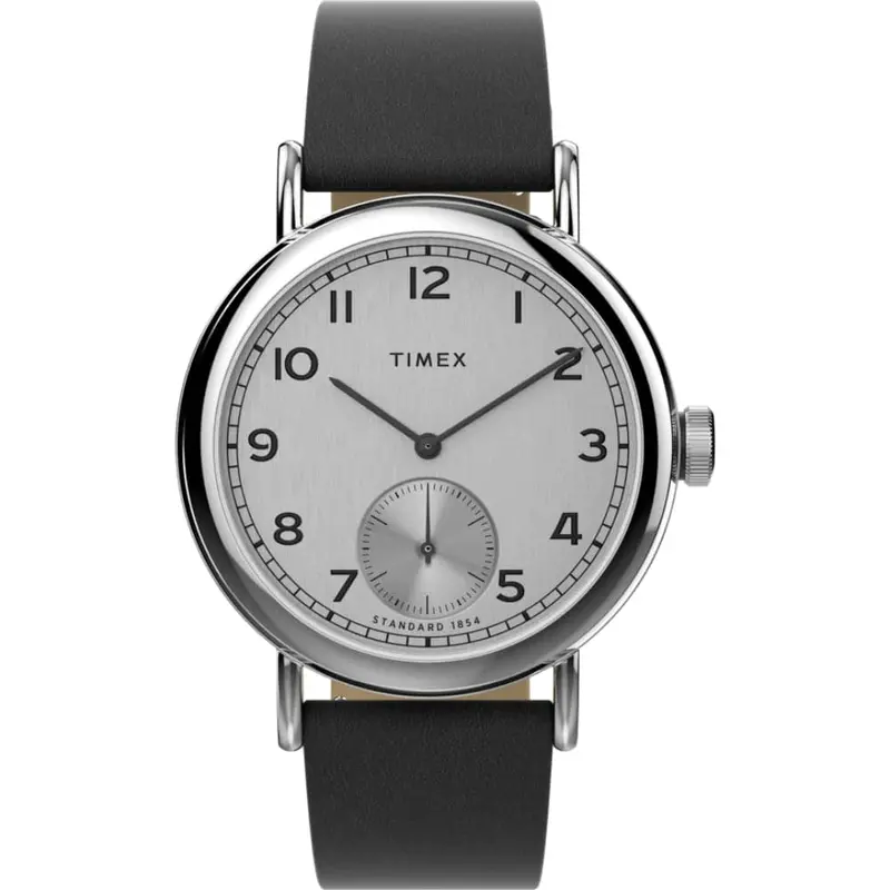 Timex Standard Sub-Second Black Leather Strap Men Watch Tw2v71400 1