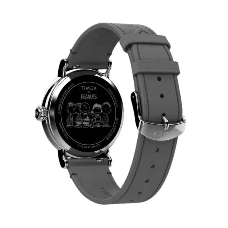 Timex Standard X Peanuts Sketch Gray Leather Strap Watch Tw2w45900 2