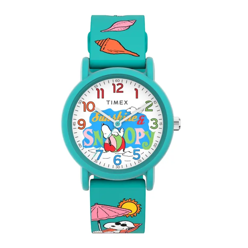 Timex X Peanuts Just Beachy Sky Blue Silicone Strap Watch Tw2v78500 1