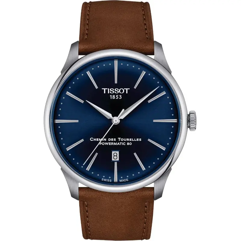 Tissot Chemin Des Tourelles Brown Leather Strap Men Watch T1394071604100 1