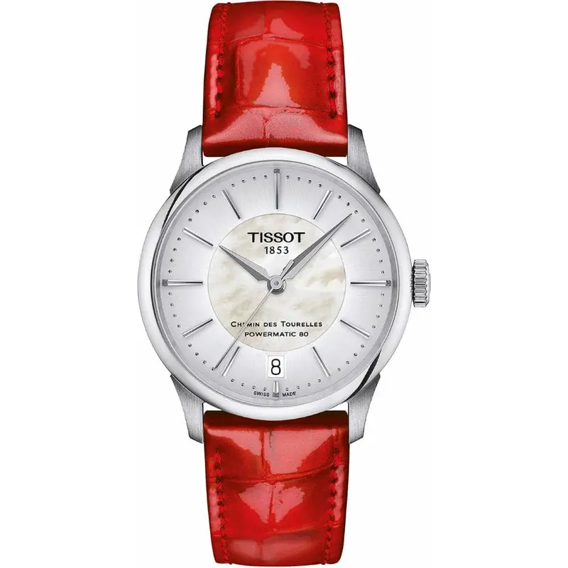 Tissot Chemin Des Tourelles Powermatic Red Leather Strap Women Watch T1392071611100 1