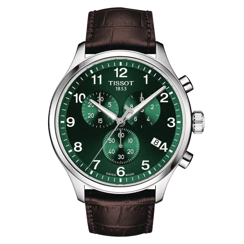 Tissot Chrono Xl Classic Green Dial Brown Leather Strap Men Watch T1166171609200 1