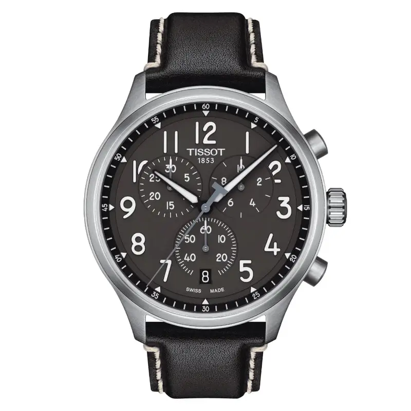 Tissot Chronograph Black Dial And Leather Strap Men Watch T1166171606200 1