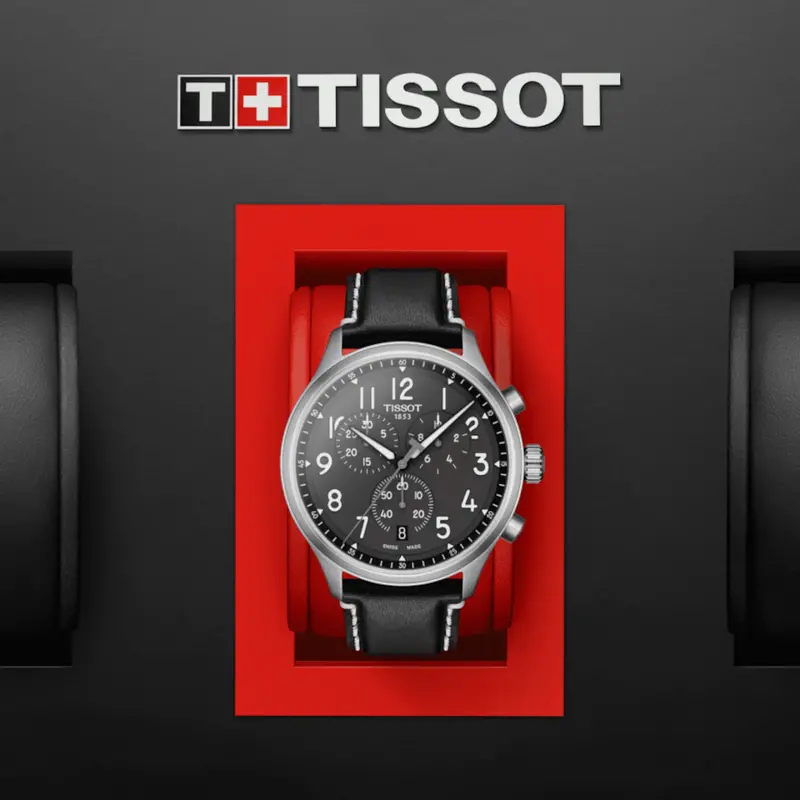 Tissot Chronograph Black Dial And Leather Strap Men Watch T1166171606200 2